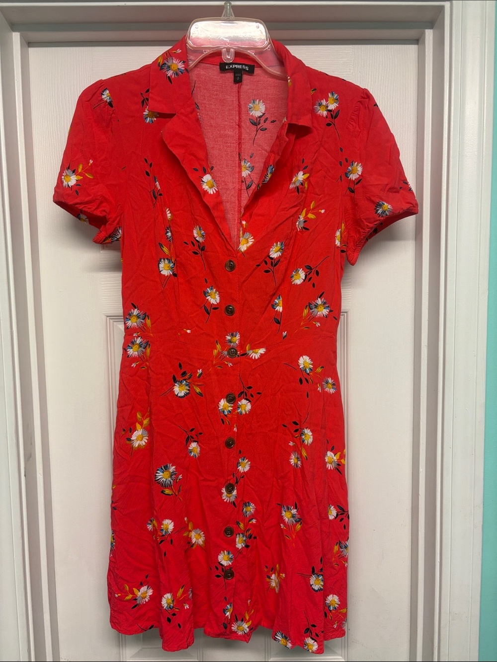 Y2K inspired Express Red Floral Mini Dress